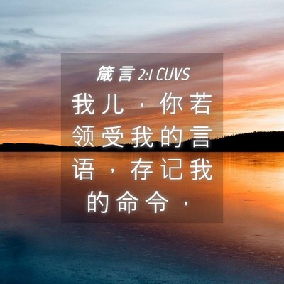Picture 04 - 箴 言 2:1 CUVS - 我 儿 ， 你 若 领 受 我 的 言 语 ， - Bible Verse Picture