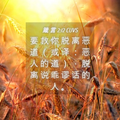 Picture 04 - 箴 言 2:12 CUVS - 要 救 你 脱 离 恶 道 （ 或 译 ： 恶 - Bible Verse Picture