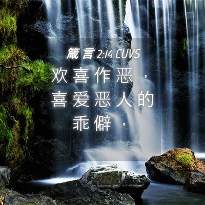 Picture 04 - 箴 言 2:14 CUVS - 欢 喜 作 恶 ， 喜 爱 恶 人 的 乖 僻 - Bible Verse Picture