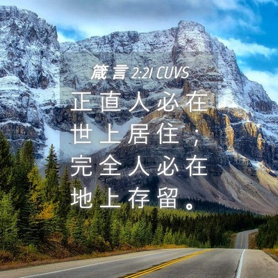 Picture 04 - 箴 言 2:21 CUVS - 正 直 人 必 在 世 上 居 住 ； 完 全 - Bible Verse Picture
