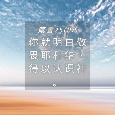 Picture 04 - 箴 言 2:5 CUVS - 你 就 明 白 敬 畏 耶 和 华 ， 得 以 - Bible Verse Picture