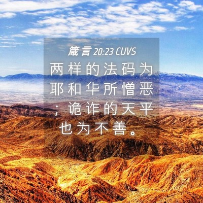 Picture 04 - 箴 言 20:23 CUVS - 两 样 的 法 码 为 耶 和 华 所 憎 恶 - Bible Verse Picture