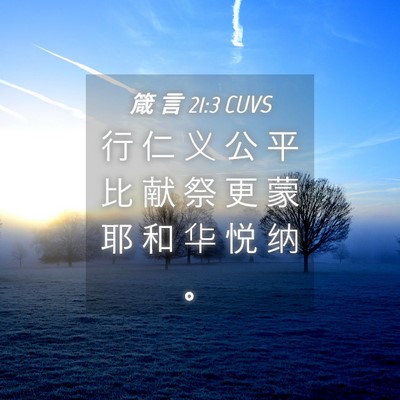 Picture 04 - 箴 言 21:3 CUVS - 行 仁 义 公 平 比 献 祭 更 蒙 耶 和 - Bible Verse Picture