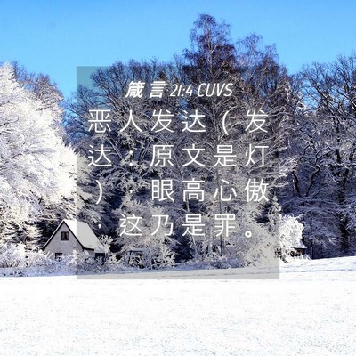 Picture 04 - 箴 言 21:4 CUVS - 恶 人 发 达 （ 发 达 ： 原 文 是 灯 - Bible Verse Picture