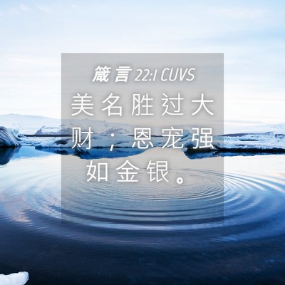 Picture 04 - 箴 言 22:1 CUVS - 美 名 胜 过 大 财 ； 恩 宠 强 如 金 - Bible Verse Picture