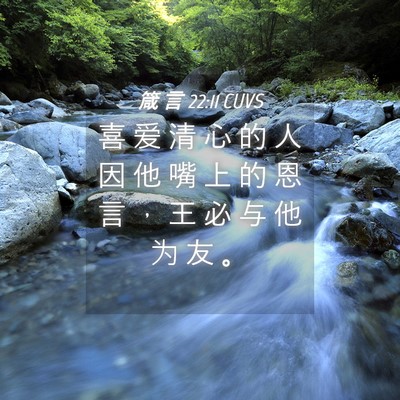 Picture 04 - 箴 言 22:11 CUVS - 喜 爱 清 心 的 人 因 他 嘴 上 的 恩 - Bible Verse Picture