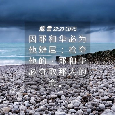 Picture 04 - 箴 言 22:23 CUVS - 因 耶 和 华 必 为 他 辨 屈 ； 抢 夺 - Bible Verse Picture