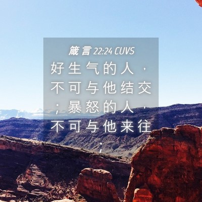 Picture 04 - 箴 言 22:24 CUVS - 好 生 气 的 人 ， 不 可 与 他 结 交 - Bible Verse Picture