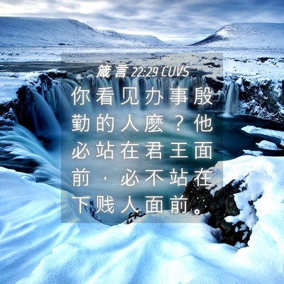 Picture 04 - 箴 言 22:29 CUVS - 你 看 见 办 事 殷 勤 的 人 麽 ？ 他 - Bible Verse Picture