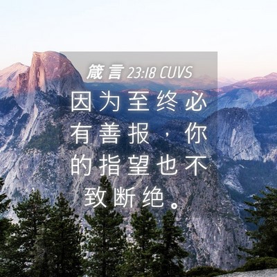 Picture 04 - 箴 言 23:18 CUVS - 因 为 至 终 必 有 善 报 ， 你 的 指 - Bible Verse Picture