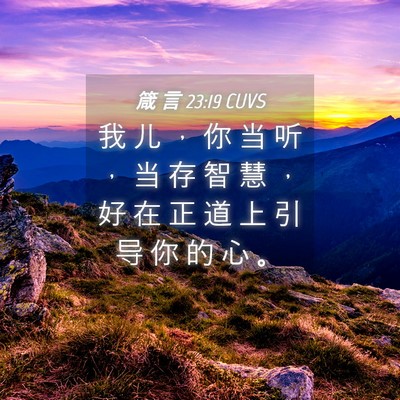 Picture 04 - 箴 言 23:19 CUVS - 我 儿 ， 你 当 听 ， 当 存 智 慧 ， - Bible Verse Picture