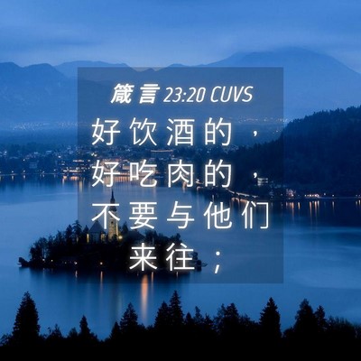 Picture 04 - 箴 言 23:20 CUVS - 好 饮 酒 的 ， 好 吃 肉 的 ， 不 要 - Bible Verse Picture