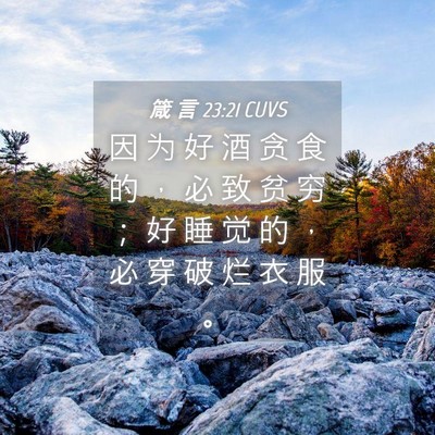 Picture 04 - 箴 言 23:21 CUVS - 因 为 好 酒 贪 食 的 ， 必 致 贫 穷 - Bible Verse Picture