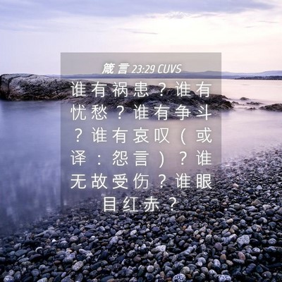Picture 04 - 箴 言 23:29 CUVS - 谁 有 祸 患 ？ 谁 有 忧 愁 ？ 谁 有 - Bible Verse Picture
