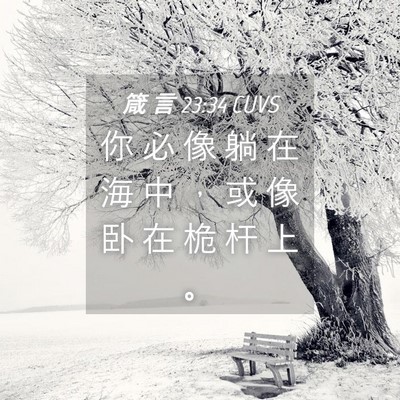 Picture 04 - 箴 言 23:34 CUVS - 你 必 像 躺 在 海 中 ， 或 像 卧 在 - Bible Verse Picture