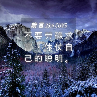 Picture 04 - 箴 言 23:4 CUVS - 不 要 劳 碌 求 富 ， 休 仗 自 己 的 - Bible Verse Picture