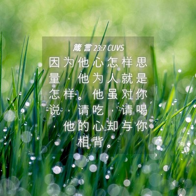 Picture 04 - 箴 言 23:7 CUVS - 因 为 他 心 怎 样 思 量 ， 他 为 人 - Bible Verse Picture