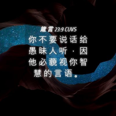 Picture 04 - 箴 言 23:9 CUVS - 你 不 要 说 话 给 愚 昧 人 听 ， 因 - Bible Verse Picture