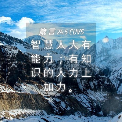 Picture 04 - 箴 言 24:5 CUVS - 智 慧 人 大 有 能 力 ； 有 知 识 的 - Bible Verse Picture