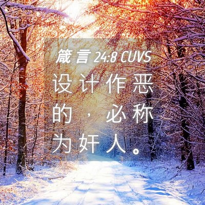 Picture 04 - 箴 言 24:8 CUVS - 设 计 作 恶 的 ， 必 称 为 奸 人 - Bible Verse Picture