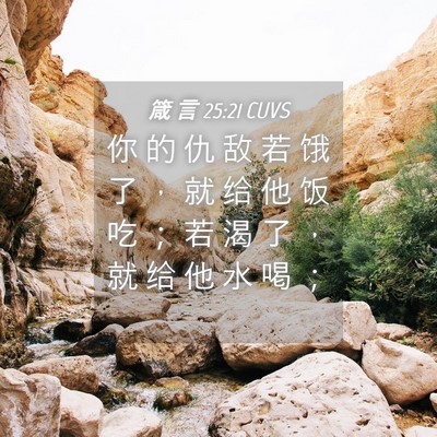 Picture 04 - 箴 言 25:21 CUVS - 你 的 仇 敌 若 饿 了 ， 就 给 他 饭 - Bible Verse Picture