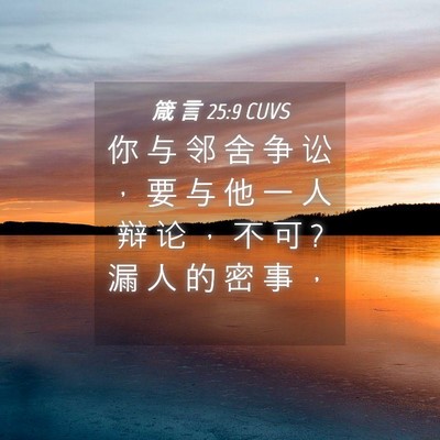 Picture 04 - 箴 言 25:9 CUVS - 你 与 邻 舍 争 讼 ， 要 与 他 一 人 - Bible Verse Picture
