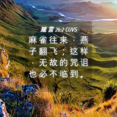 Picture 04 - 箴 言 26:2 CUVS - 麻 雀 往 来 ， 燕 子 翻 飞 ； 这 样 - Bible Verse Picture