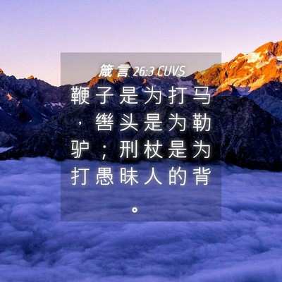 Picture 04 - 箴 言 26:3 CUVS - 鞭 子 是 为 打 马 ， 辔 头 是 为 勒 - Bible Verse Picture
