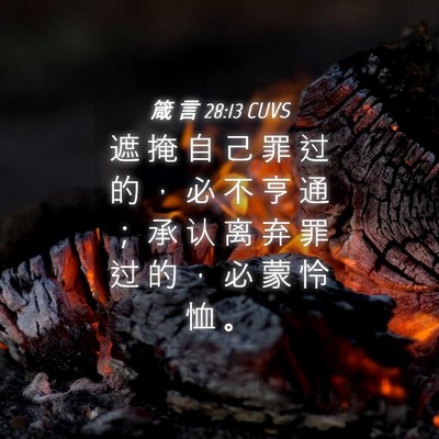 Picture 04 - 箴 言 28:13 CUVS - 遮 掩 自 己 罪 过 的 ， 必 不 亨 通 - Bible Verse Picture