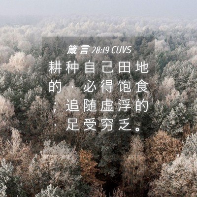 Picture 04 - 箴 言 28:19 CUVS - 耕 种 自 己 田 地 的 ， 必 得 饱 食 - Bible Verse Picture