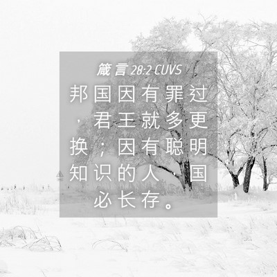 Picture 04 - 箴 言 28:2 CUVS - 邦 国 因 有 罪 过 ， 君 王 就 多 更 - Bible Verse Picture
