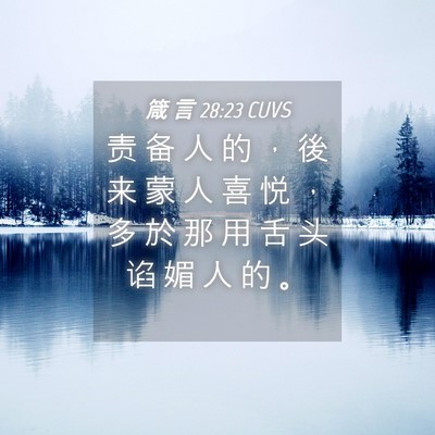 Picture 04 - 箴 言 28:23 CUVS - 责 备 人 的 ， 後 来 蒙 人 喜 悦 ， - Bible Verse Picture