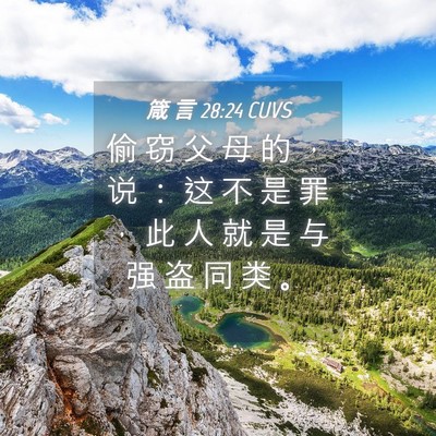 Picture 04 - 箴 言 28:24 CUVS - 偷 窃 父 母 的 ， 说 ： 这 不 是 罪 - Bible Verse Picture