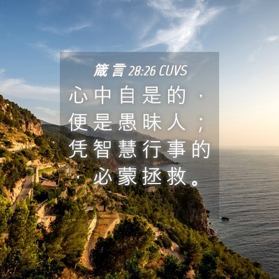 Picture 04 - 箴 言 28:26 CUVS - 心 中 自 是 的 ， 便 是 愚 昧 人 ； - Bible Verse Picture