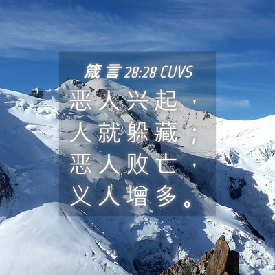 Picture 04 - 箴 言 28:28 CUVS - 恶 人 兴 起 ， 人 就 躲 藏 ； 恶 人 - Bible Verse Picture