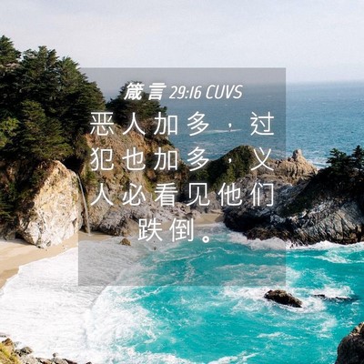 Picture 04 - 箴 言 29:16 CUVS - 恶 人 加 多 ， 过 犯 也 加 多 ， 义 - Bible Verse Picture