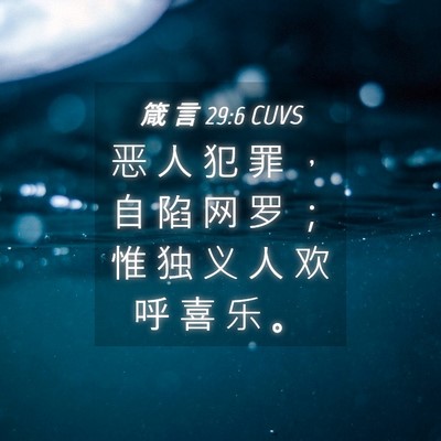 Picture 04 - 箴 言 29:6 CUVS - 恶 人 犯 罪 ， 自 陷 网 罗 ； 惟 独 - Bible Verse Picture