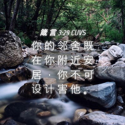 Picture 04 - 箴 言 3:29 CUVS - 你 的 邻 舍 既 在 你 附 近 安 居 ， - Bible Verse Picture