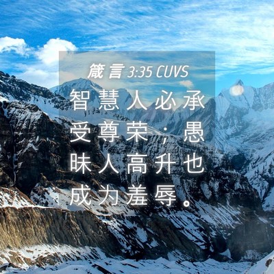 Picture 04 - 箴 言 3:35 CUVS - 智 慧 人 必 承 受 尊 荣 ； 愚 昧 人 - Bible Verse Picture