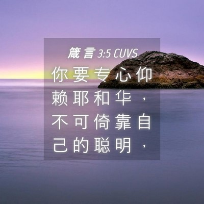 Picture 04 - 箴 言 3:5 CUVS - 你 要 专 心 仰 赖 耶 和 华 ， 不 可 - Bible Verse Picture
