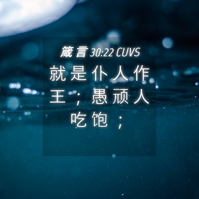 Picture 04 - 箴 言 30:22 CUVS - 就 是 仆 人 作 王 ； 愚 顽 人 吃 饱 - Bible Verse Picture