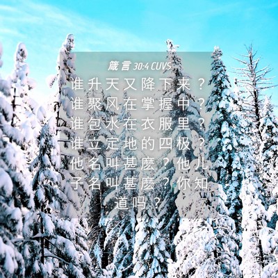 Picture 04 - 箴 言 30:4 CUVS - 谁 升 天 又 降 下 来 ？ 谁 聚 风 在 - Bible Verse Picture