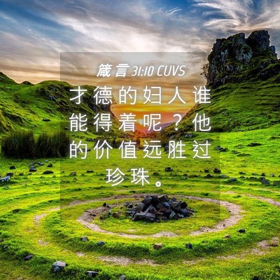 Picture 04 - 箴 言 31:10 CUVS - 才 德 的 妇 人 谁 能 得 着 呢 ？ 他 - Bible Verse Picture