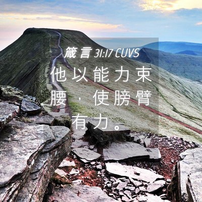 Picture 04 - 箴 言 31:17 CUVS - 他 以 能 力 束 腰 ， 使 膀 臂 有 力 - Bible Verse Picture
