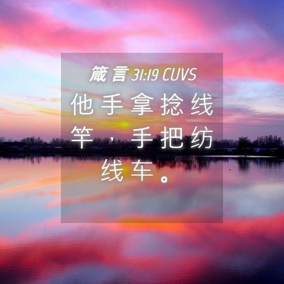 Picture 04 - 箴 言 31:19 CUVS - 他 手 拿 捻 线 竿 ， 手 把 纺 线 车 - Bible Verse Picture