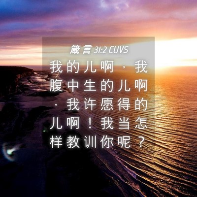 Picture 04 - 箴 言 31:2 CUVS - 我 的 儿 啊 ， 我 腹 中 生 的 儿 啊 - Bible Verse Picture