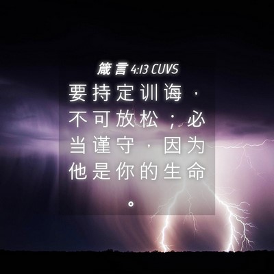 Picture 04 - 箴 言 4:13 CUVS - 要 持 定 训 诲 ， 不 可 放 松 ； 必 - Bible Verse Picture