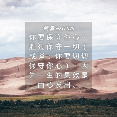 Picture 04 - 箴 言 4:23 CUVS - 你 要 保 守 你 心 ， 胜 过 保 守 一 - Bible Verse Picture