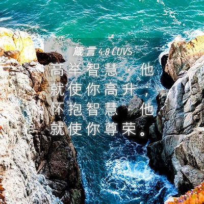 Picture 04 - 箴 言 4:8 CUVS - 高 举 智 慧 ， 他 就 使 你 高 升 ； - Bible Verse Picture