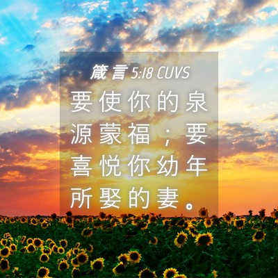 Picture 04 - 箴 言 5:18 CUVS - 要 使 你 的 泉 源 蒙 福 ； 要 喜 悦 - Bible Verse Picture